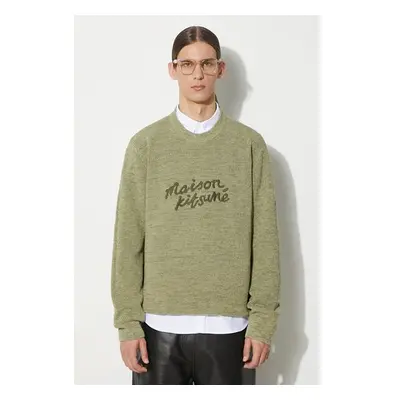 Bavlněný svetr Maison Kitsuné Handwriting Comfort Jumper zelená barva, 92784915