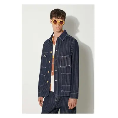 Džínová bunda Kenzo Relaxed Workwear Jacket pánská, tmavomodrá barva, 94156565