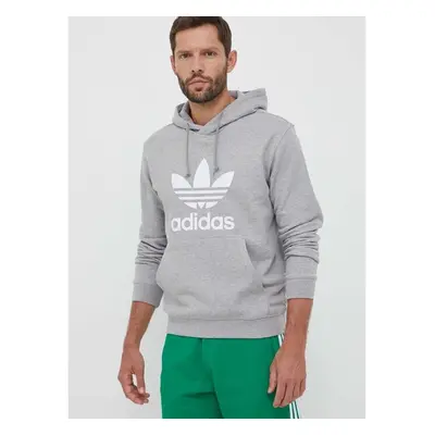 Bavlněná mikina adidas Originals pánská, šedá barva, s kapucí, 82803906