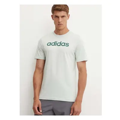 Bavlněné tričko adidas Essentials zelená barva, s potiskem, IZ4767 95061555