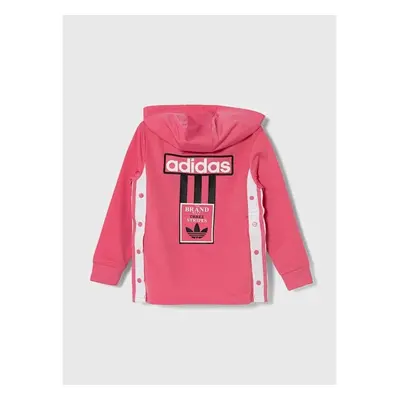 Dětská mikina adidas Originals růžová barva, s kapucí, vzorovaná 89931551