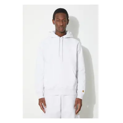 Mikina Carhartt WIP Hooded Chase Sweat pánská, šedá barva, s kapucí, 91586359