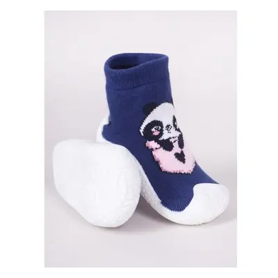 Yoclub Kidss Baby Girls Anti-Skid Socks With Rubber Sole P2 Navy Blue 91101505