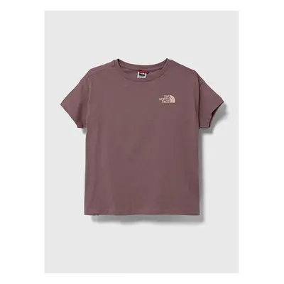 Dětské bavlněné tričko The North Face G VERTICAL LINE S/S TEE hnědá 85779783