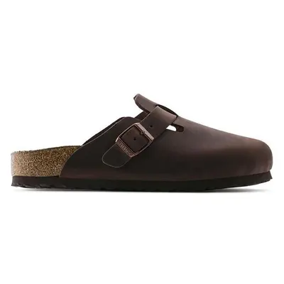 Kožené pantofle Birkenstock Boston SFB pánské, hnědá barva, 159711 89677521