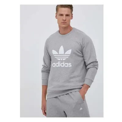 Bavlněná mikina adidas Originals pánská, šedá barva, s potiskem 83436011