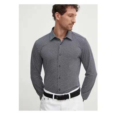 Košile BOSS pánská, černá barva, slim, límečkem button-down, 92276502