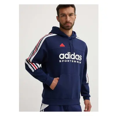 Mikina adidas Tiro pánská, tmavomodrá barva, s kapucí, s potiskem, 92915580