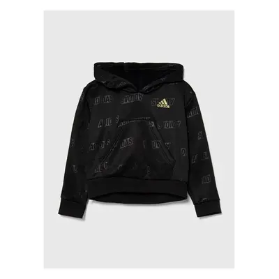 Dětská mikina adidas JG BLUV Q4 HD černá barva, s kapucí, vzorovaná 86064821