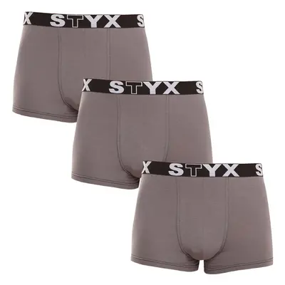 3PACK pánské boxerky Styx sportovní guma tmavě šedé (3G1063) 88616694