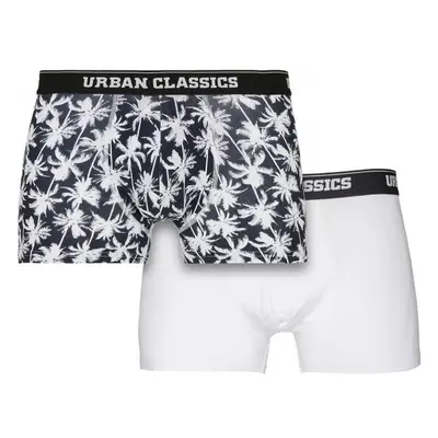 Pánské Boxerky Urban Classics Shorts Double Pack - bílé, palmy 93710383