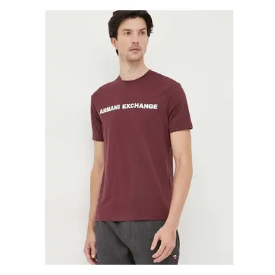 Bavlněné tričko Armani Exchange vínová barva, s aplikací 85280735