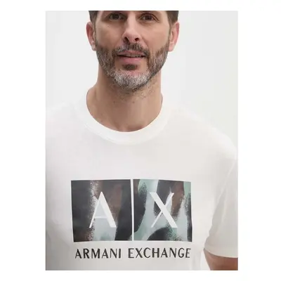 Bavlněné tričko Armani Exchange bílá barva, s potiskem, 6DZTHF ZJH4Z 95694554