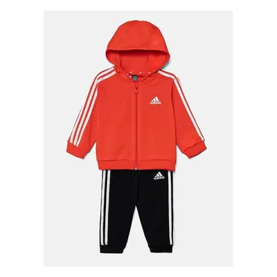 Kojenecká tepláková souprava adidas I 3S SHINY TS červená barva, 95380799