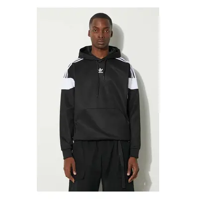 Mikina adidas Originals pánská, černá barva, s kapucí, vzorovaná, 84010096