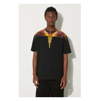 Bavlněné tričko Marcelo Burlon Icon Wings černá barva, s potiskem, 96020908