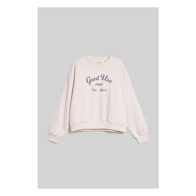 MIKINA GANT OVERSIZED SCRIPT LOGO C-NECK CRYSTAL PINK 89383093