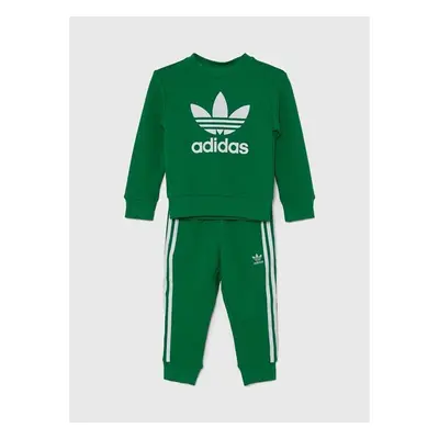 Dětská tepláková souprava adidas Originals TREFOIL CREW SE zelená 94603113