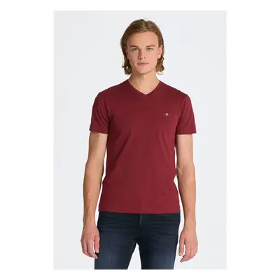 TRIČKO GANT SLIM SHIELD V-NECK T-SHIRT PLUMPED RED 84606121