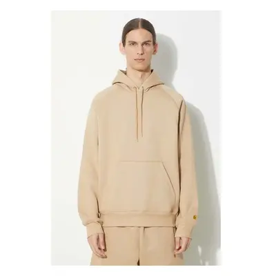 Mikina Carhartt WIP Hooded Chase Sweat pánská, béžová barva, s kapucí, 91607098