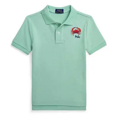 Dětská bavlněná polokošile Polo Ralph Lauren zelená barva 92068496