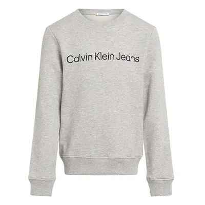 Dětská bavlněná mikina Calvin Klein Jeans šedá barva, s potiskem, 94305893