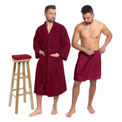 Interkontakt Sada Bordeaux: župan KIMONO + pánský saunový kilt + 51136788