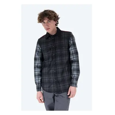 Vlněná košile Woolrich Alaskan Melton Wool černá barva, regular, s 84019235