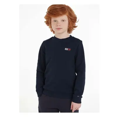 Dětská mikina Tommy Hilfiger tmavomodrá barva, s potiskem 84918204