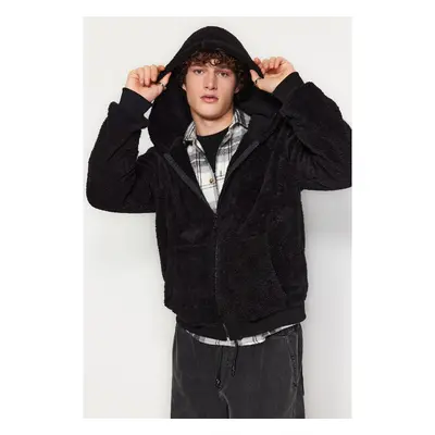 Trendyol Black Regular/Normal Cut Full Zipper Pocket Fleece Sweatshirt 91346791