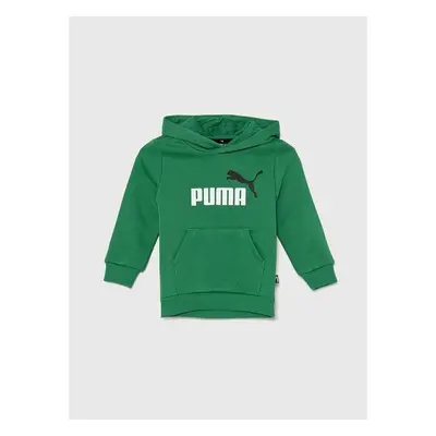 Dětská mikina Puma zelená barva, s kapucí, s potiskem 91760963