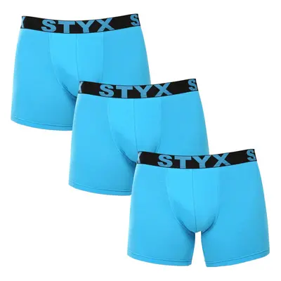 3PACK pánské boxerky Styx long sportovní guma světle modré (3U1169) 88617442