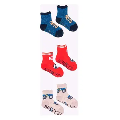 Yoclub Kidss Boys Cotton Socks Anti Slip ABS Patterns Colours 3-pack 68494564