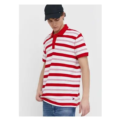 Bavlněné polo tričko Tommy Jeans červená barva, DM0DM18921 91408169