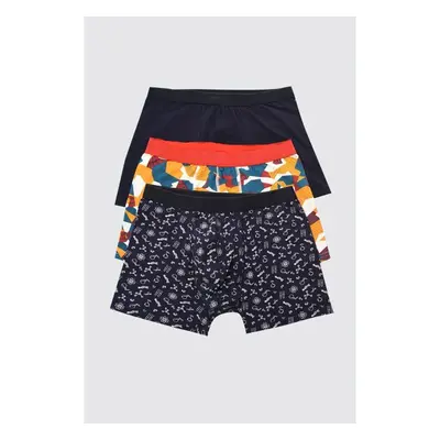 Trendyol Vícebarevný 3-vzorový vzor Mix-Plain Cotton Pack Boxer 89519236