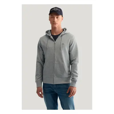 MIKINA GANT REG SHIELD FULL ZIP HOODIE GREY MELANGE 89791932