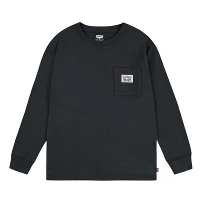 Dětská mikina Levis LONG SLEEVE POCKET TEE černá barva, hladká, 9EL555 96045226