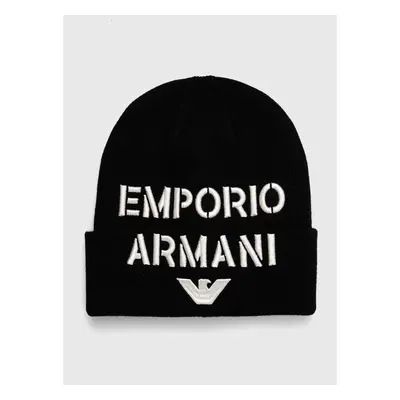 Dětská čepice s příměsí vlny Emporio Armani černá barva 84651892