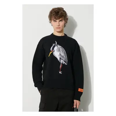 Vlněný svetr Heron Preston Heron Bird Knit Crewneck pánský, černá 87205398