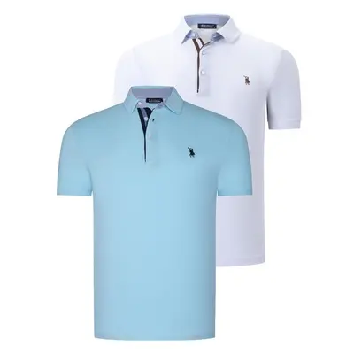 DUAL SET T8582 DEWBERRY MENS T-SHIRT-WHITE-CYAN 81575883