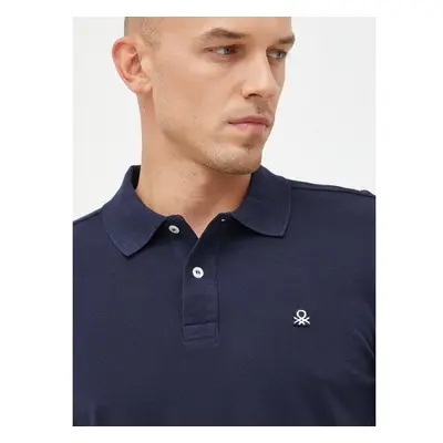 Bavlněné polo tričko United Colors of Benetton tmavomodrá barva 72512467