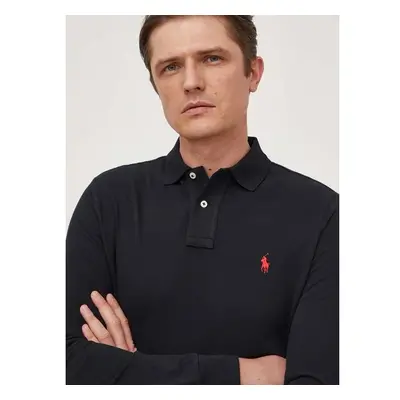 Bavlněné tričko s dlouhým rukávem Polo Ralph Lauren černá barva, 88029538