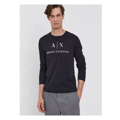 Tričko s dlouhým rukávem Armani Exchange pánské, tmavomodrá barva, s 61733981