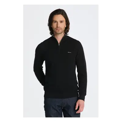 SVETR GANT COTTON PIQUE HALFZIP BLACK 84605864