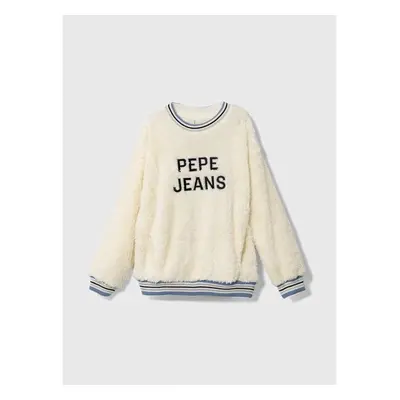 Dětská mikina Pepe Jeans béžová barva, s aplikací 85753997