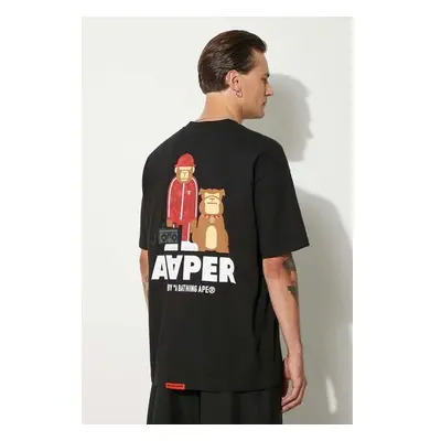 Bavlněné tričko AAPE Theme Tee černá barva, s potiskem, AAPTEM1497XXM 95302234