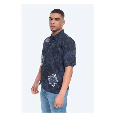 Košile Norse Projects Carsten Flower Print vínová barva, regular, s 84016171