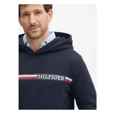 Mikina Tommy Hilfiger pánská, tmavomodrá barva, s kapucí, s potiskem, 94500459