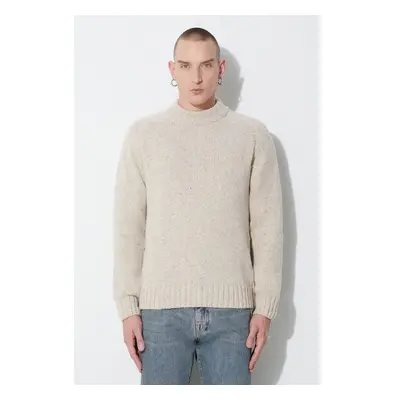 Vlněný svetr Universal Works VINCENT TURTLE NECK pánský, béžová barva, 86538604