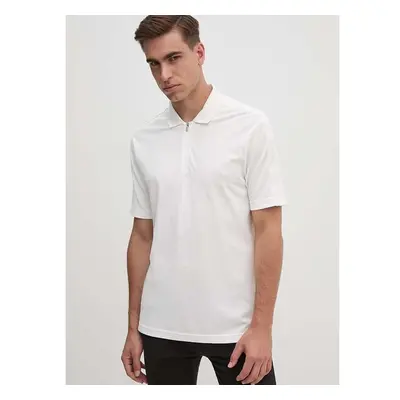 Bavlněné polo tričko Armani Exchange bílá barva, s aplikací, 6DZFLC 95240424